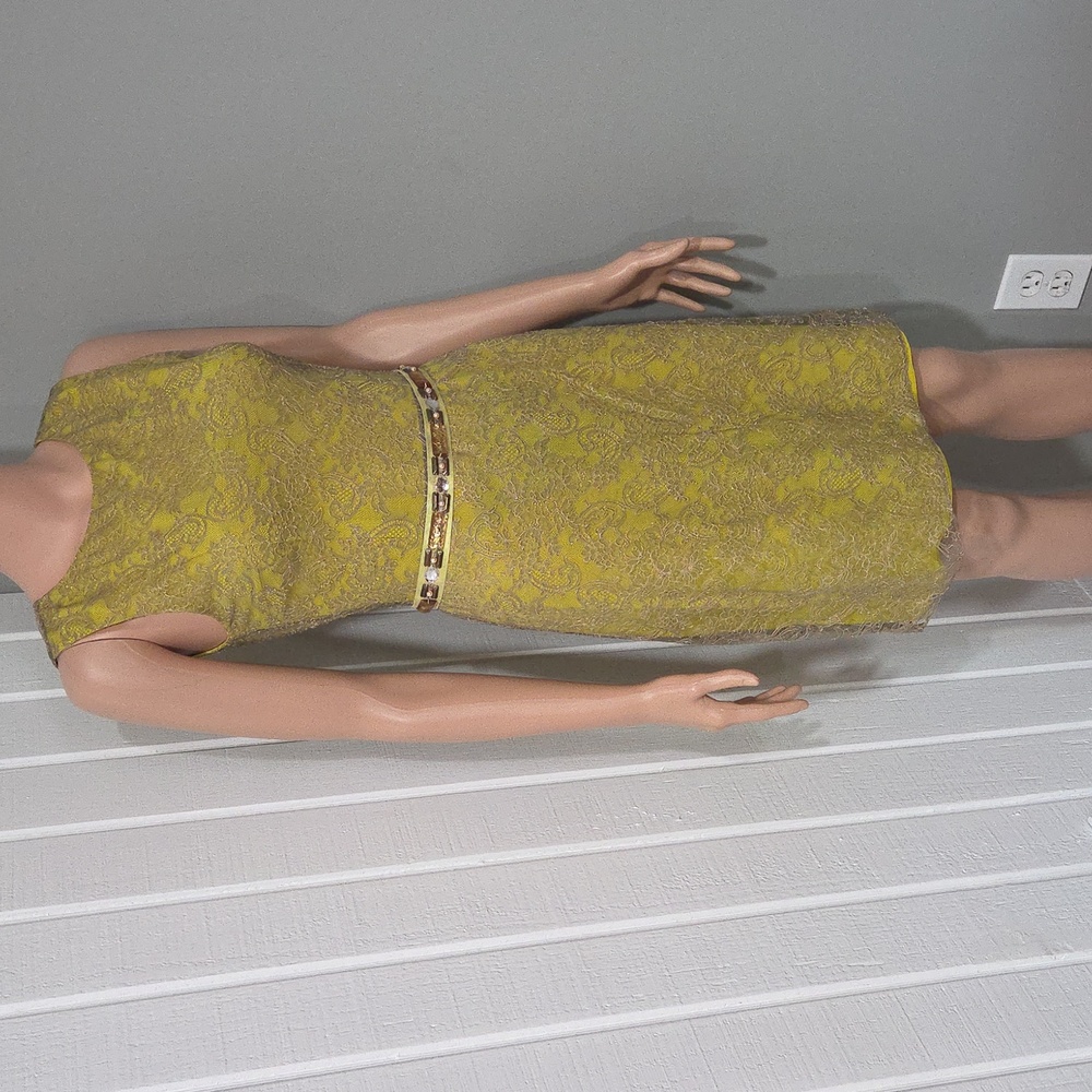 Vera Wang Yellow/Green Lace Dress